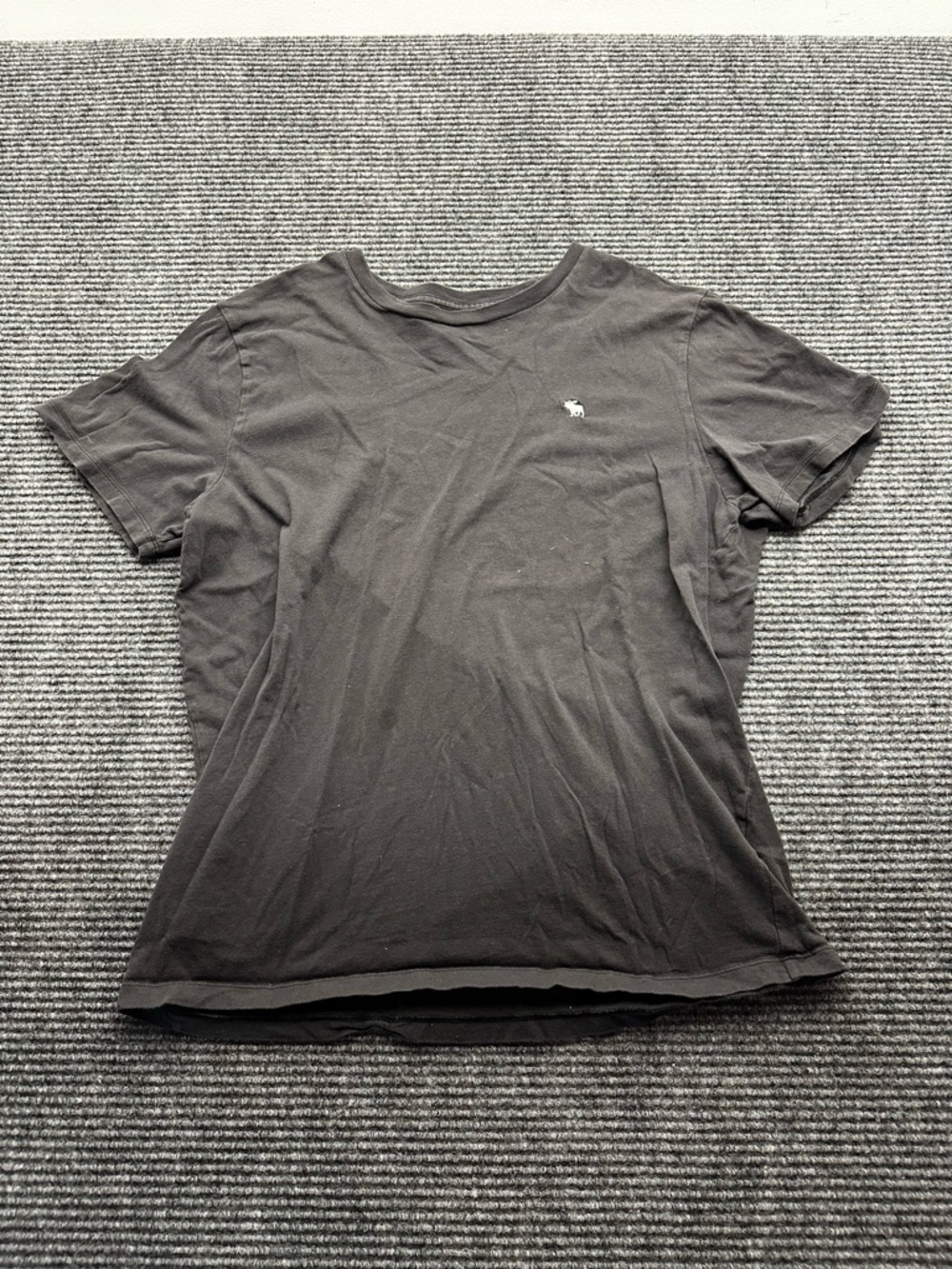 Women’s Black Abercrombie And Fitch Embroided Moose Logo Short Sleeve Shirt LG